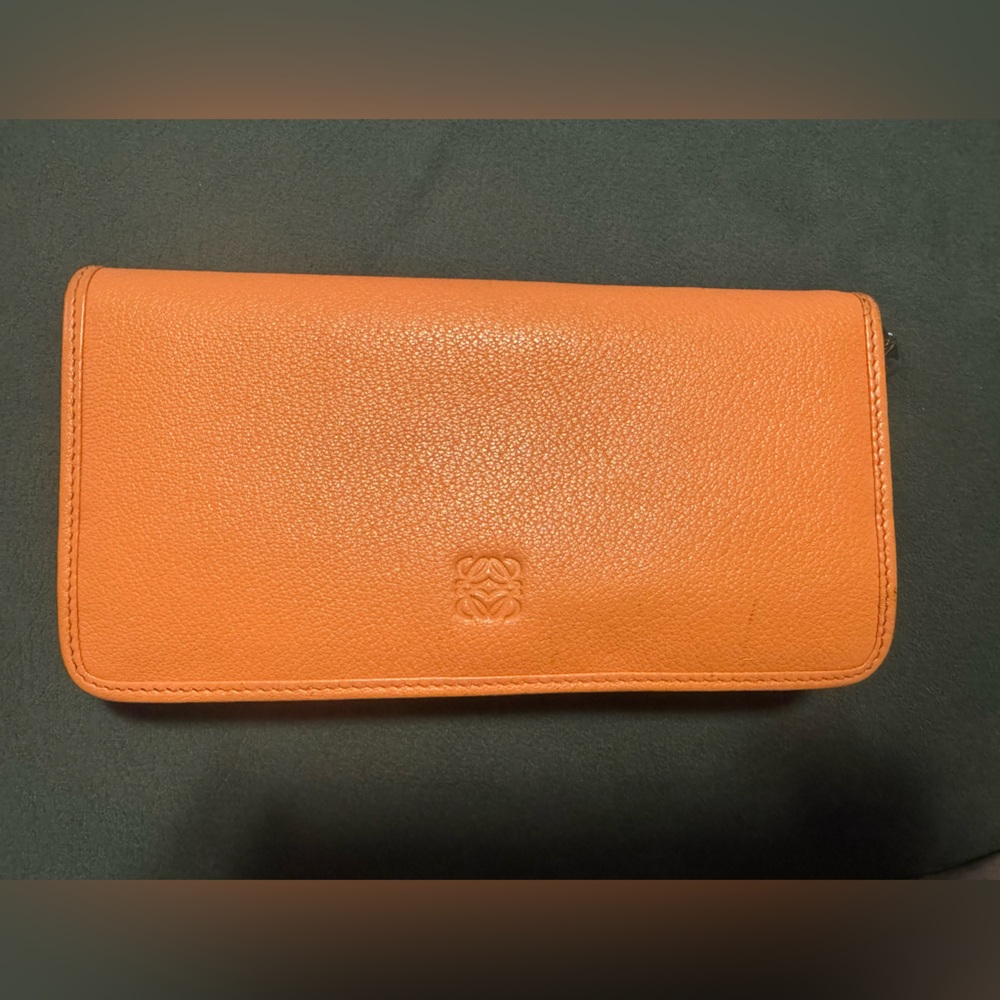 Loewe Salmon Orange Zip Around Long Wallet